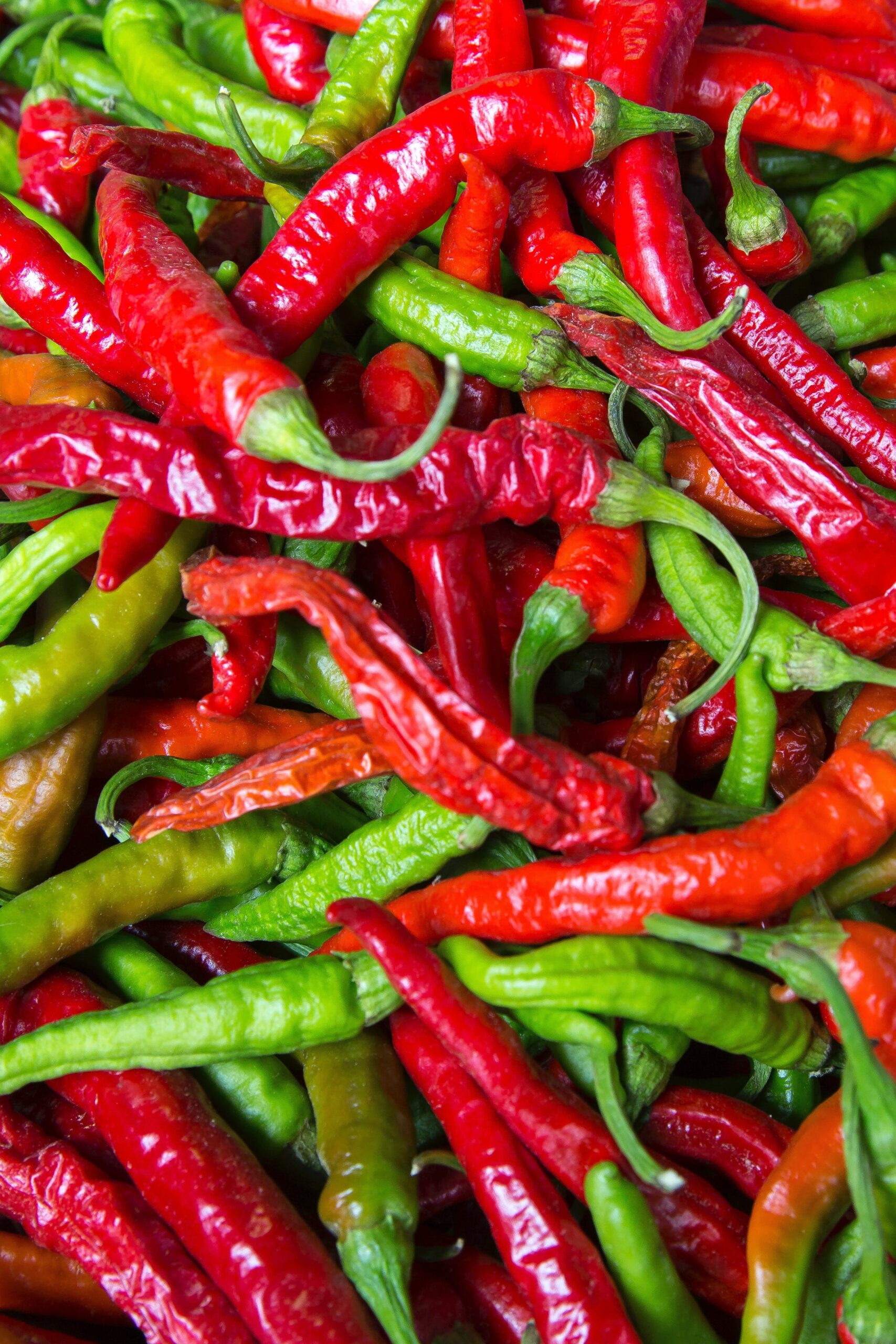 Peppers, hot chili, red, raw