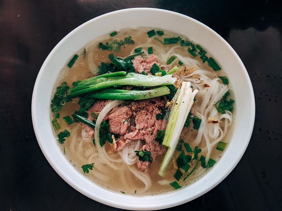 a bowl of pho