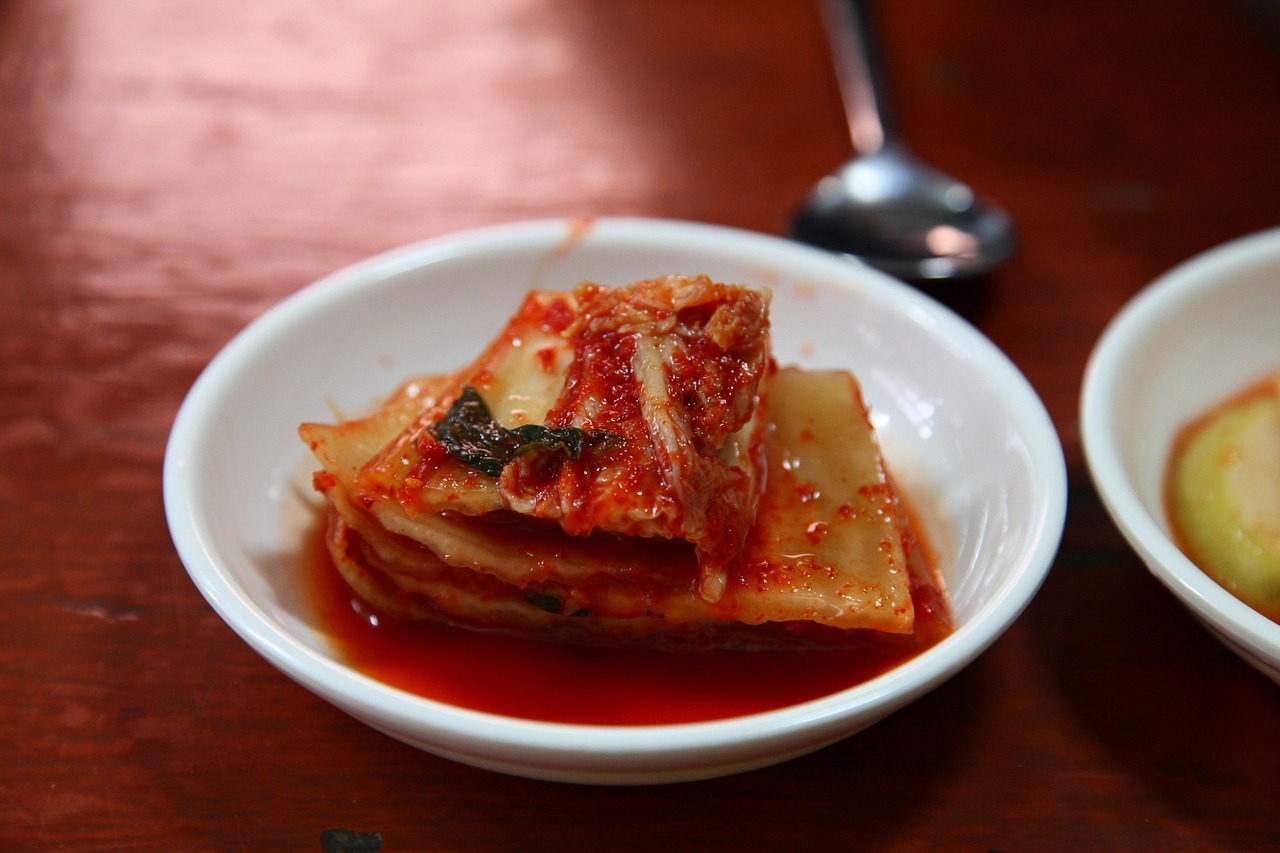 kimchi served on a small plate