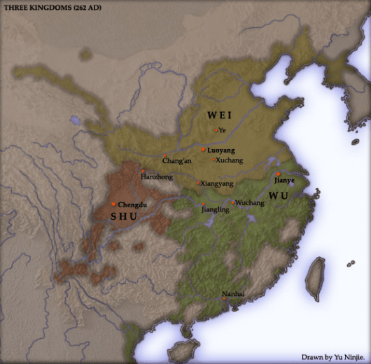 Image of the three kingdoms on map.
