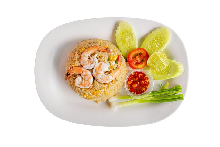 Fried Rice Shrimp isolated on white background