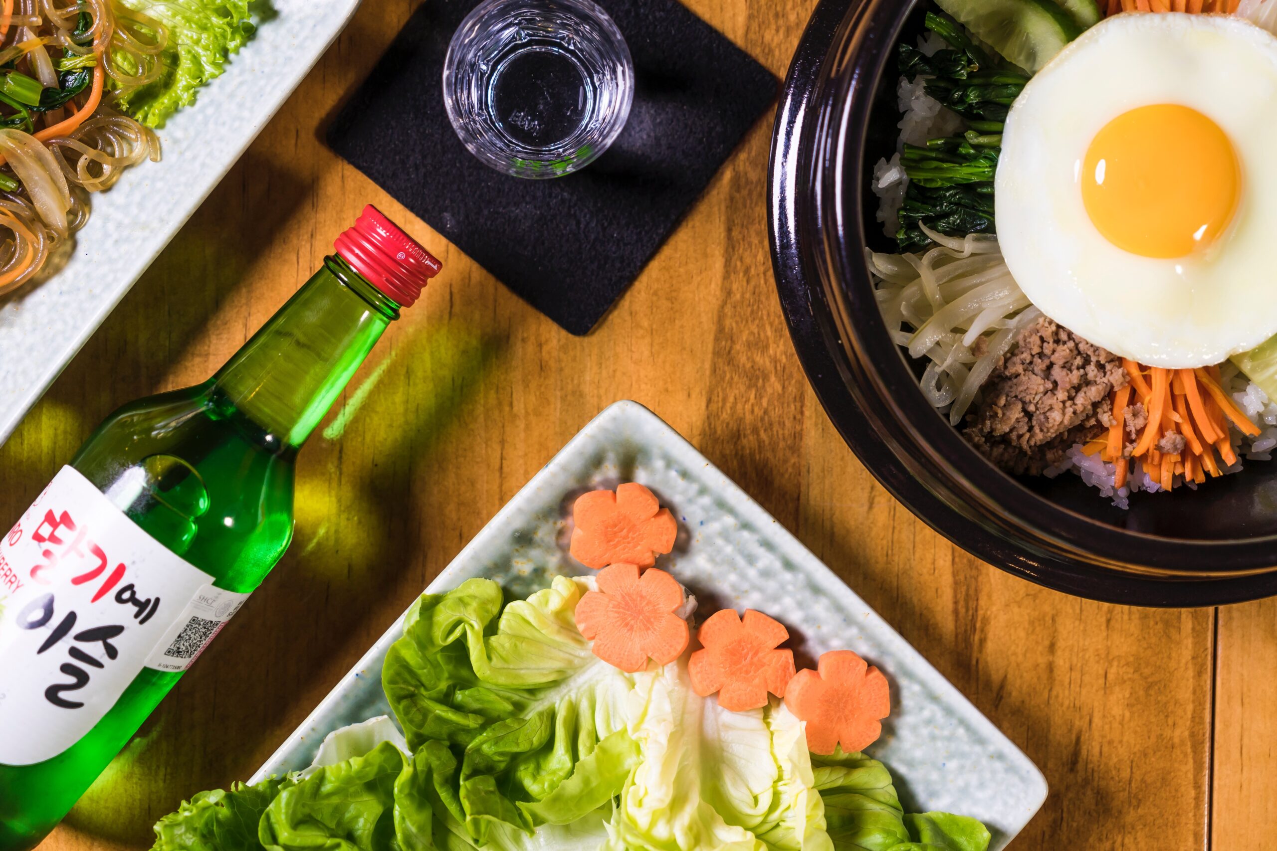 Korean food with alcohol