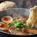 Ramen with steaming sizzle